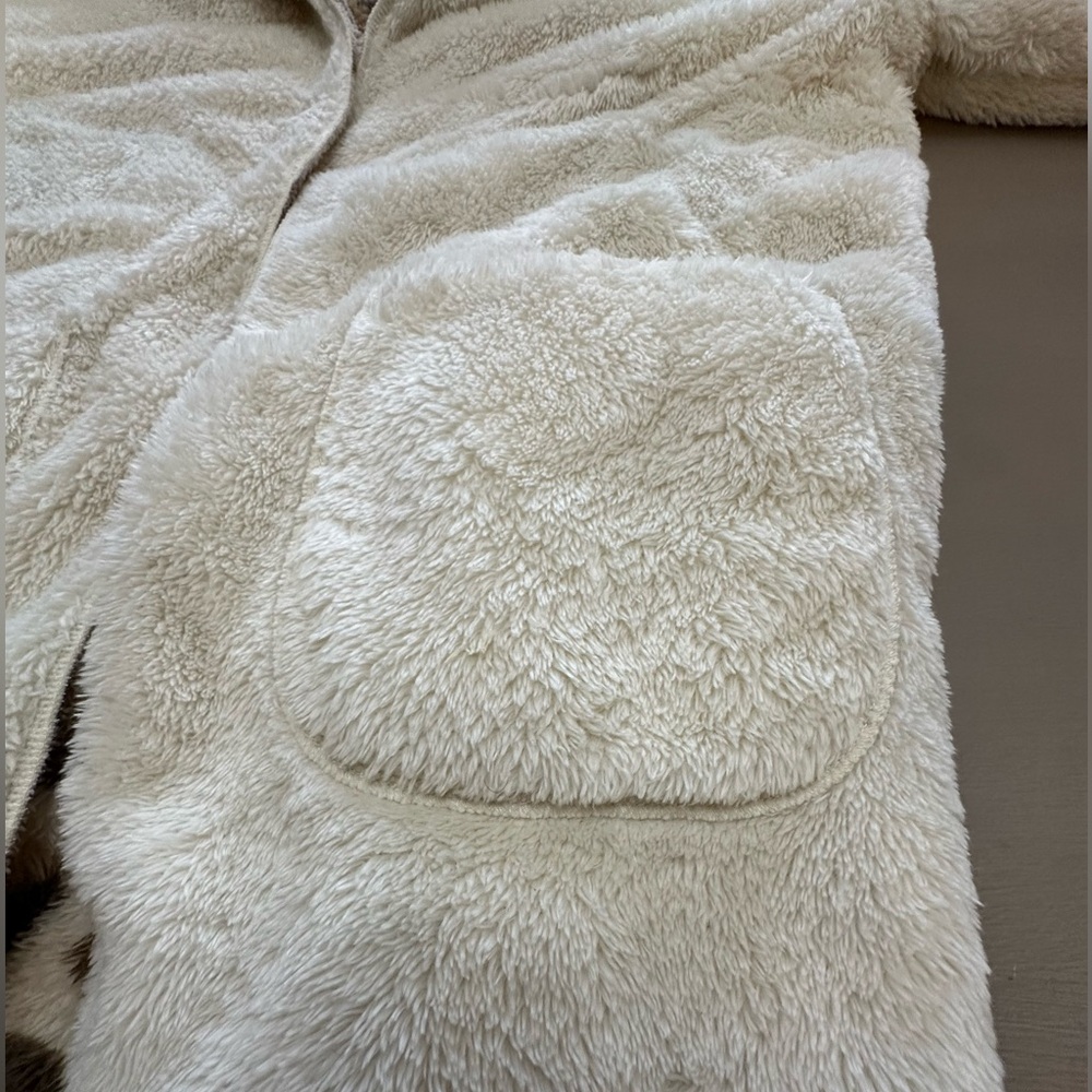 Altar’d State Reversible Faux Fur Hooded Jacket Small Leopard Print Cream Cozy - Picture 11 of 15